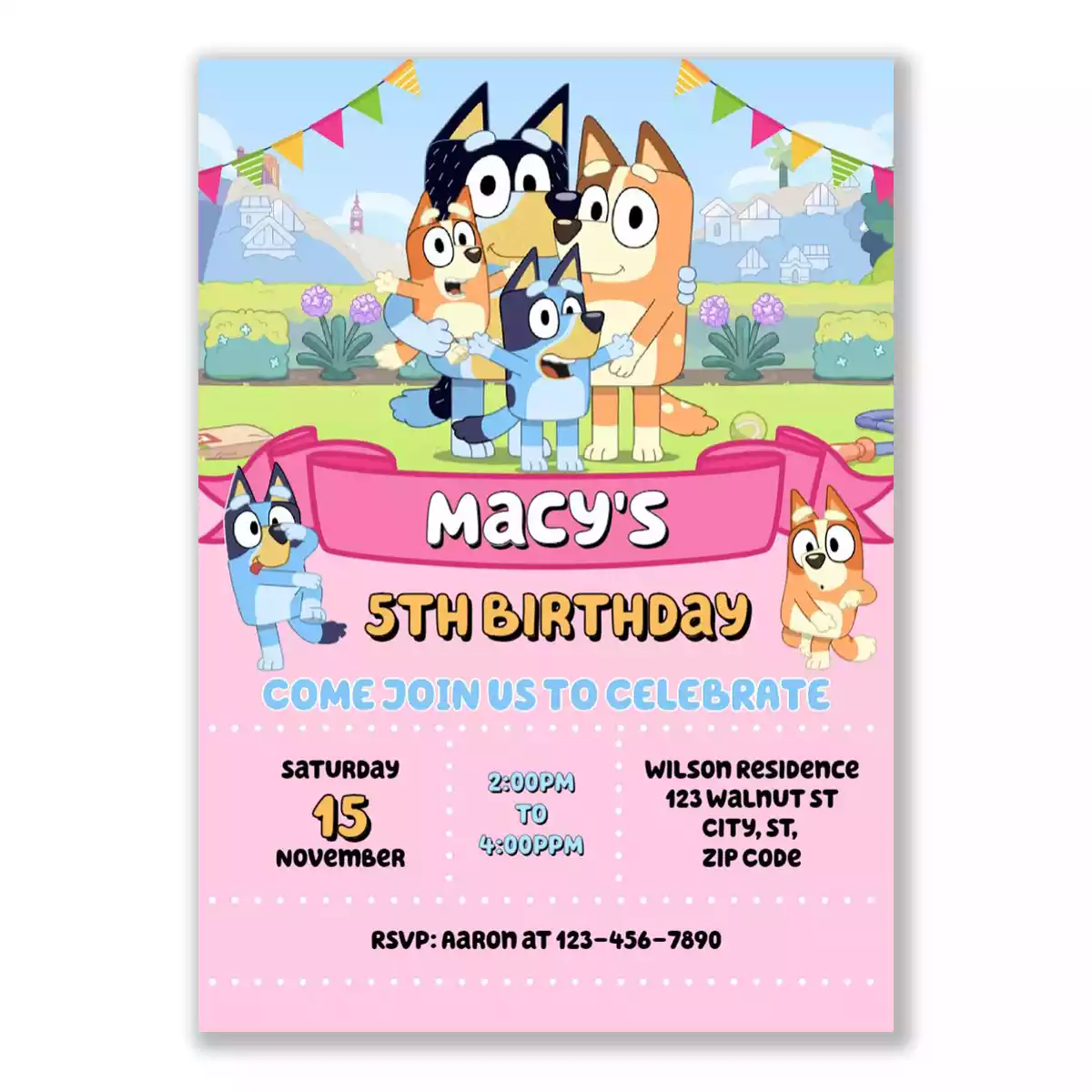 Bluey Birthday Invitation 