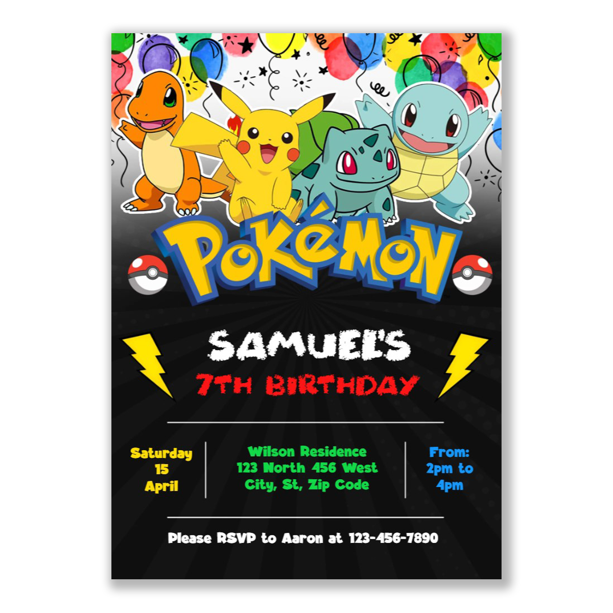 Pokemon store birthday invitations